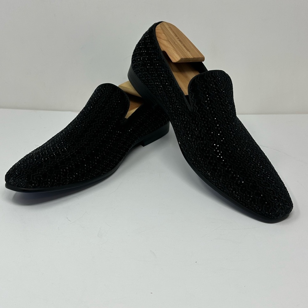 Moretti Gold Label Bolton Mens Black Rhinestone Loafers Shoes Z1